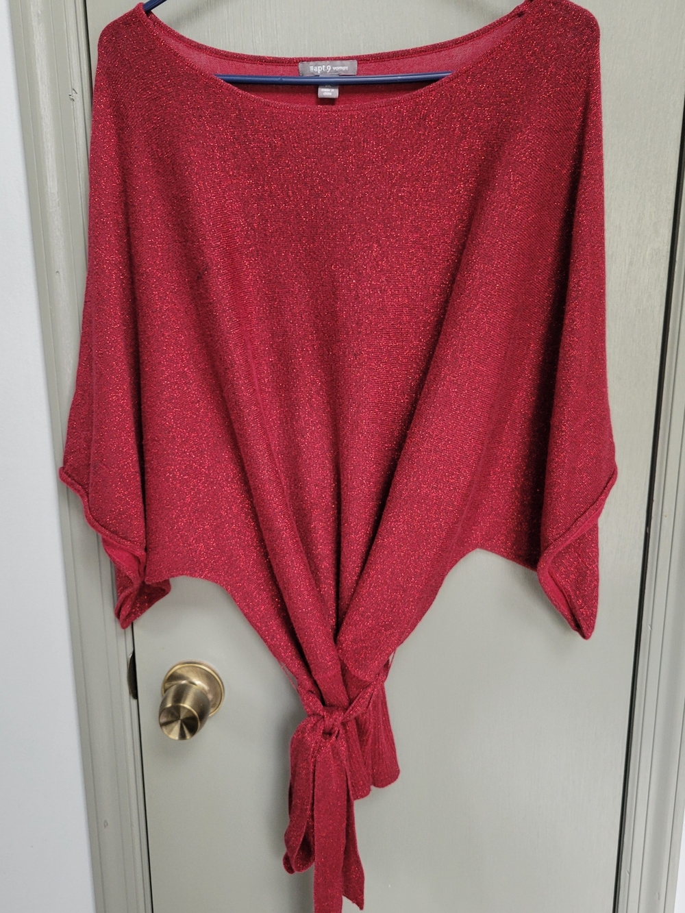 Maroon Sparkle Tie-Front Women's Sweater - Apt. 9 Size 1X Fits Like XL
